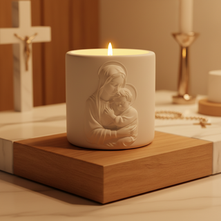 Virgin Mary and Child Sculptural Candle - Catholic Gift