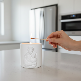 Virgin Mary and Child Sculptural Candle - Catholic Gift