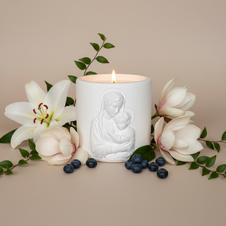 Virgin Mary and Child Sculptural Candle - Catholic Gift