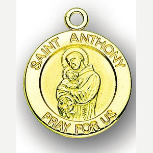 7/8-inch 14K Gold Round Saint Raymond Medal