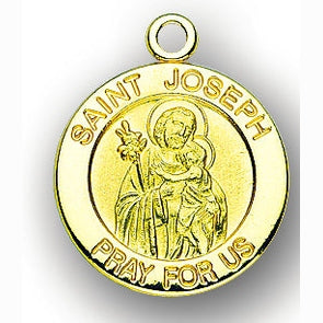 7/8-inch14K Gold Round Saint Sebastian Medal