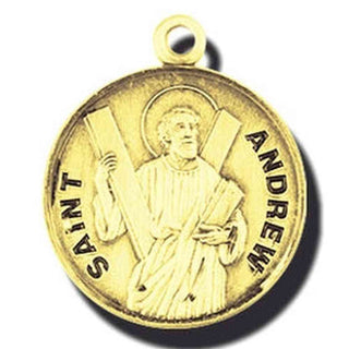 7/8-inch 14K Gold Round Saint Agnes Medal