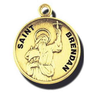 7/8-inch 14K Gold Round Saint Barbara Medal