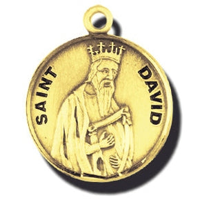 7/8-inch 14K Gold Round St. David Medal