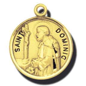 7/8-inch 14K Gold Round St. Dominic Medal