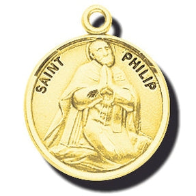 7/8-inch 14K Gold Round Saint Margaret Medal