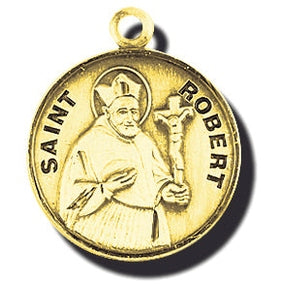 7/8-inch14K Gold Round Saint Nicole Medal