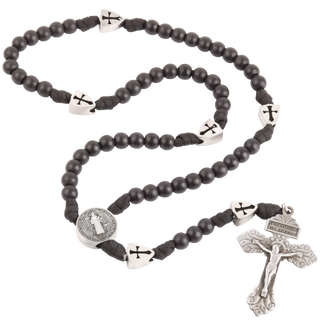 St. Benedict Spiritual Warrior Rosary - Black Paracord
