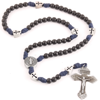 St. Benedict Spiritual Warrior Rosary - Blue Paracord