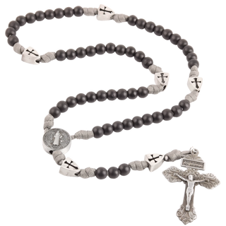 St. Benedict Spiritual Warrior Rosary - Gray Paracord