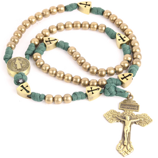 St. Benedict Spiritual Warrior Rosary - Green Paracord