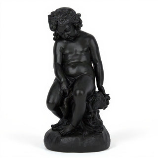 Como Cherub & Lion Statue - 34-inch — Dusted Black finish