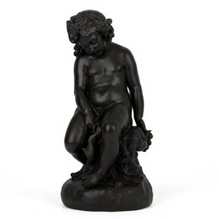 Como Cherub & Lion Statue - 34-inch — Iron finish