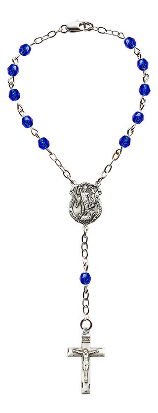 Silver-Plated 6mm Saint Michael the Archangel Auto  Engraved Catholic Rosaries