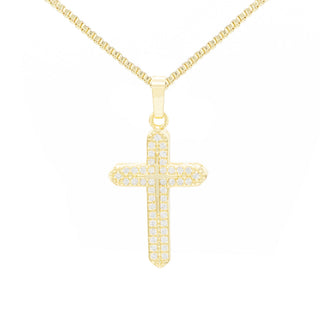 Cross 3 Cubic Zirconia Pendant With Necklace Set 14K Gold Filled