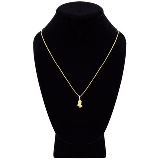Cubic Zirconia Praying Hands Pendant 14K Gold Filled Necklace Set