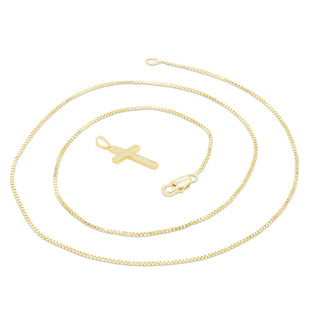 Cross Cubic Zirconia Pendant With Necklace Set 14K Gold Filled