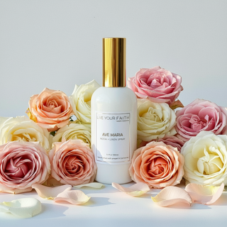 Ave Maria Room + Linen spray in rose scent inspired by Virgin Mary