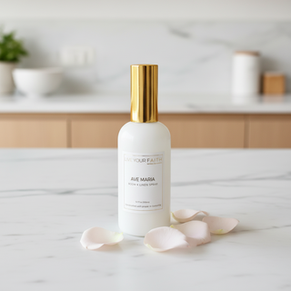 Ave Maria Room + Linen spray in rose scent inspired by Virgin Mary
