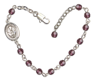 Adjustable Silver Plated 4mm Fire Polished Confirmation Bracelet in Amethyst