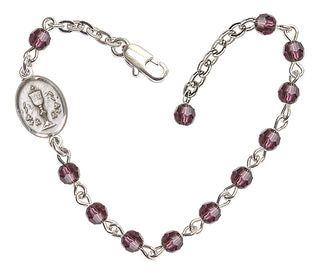 Adjustable Silver Plated 4mm Fire Polished Chalice Bracelet in Amethyst