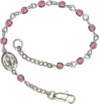 Silver Plated Bracelet with 4mm Amethyst Fire Polished beads