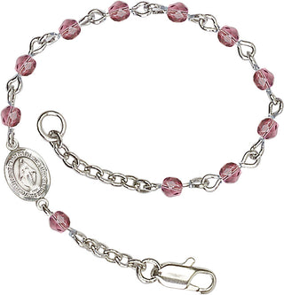Silver Plated Bracelet with 4mm Amethyst Fire Polished beads