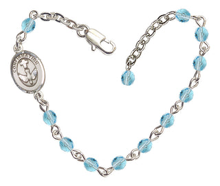 Adjustable Silver Plated 4mm Fire Polished Confirmation Bracelet in Aqua