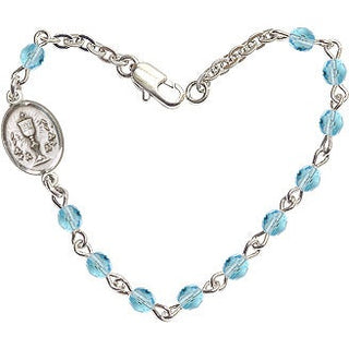 Adjustable Silver Plated 4mm Fire Polished Chalice Bracelet in Aqua