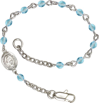 Silver Plated Bracelet with 4mm Aqua Fire Polished beads
