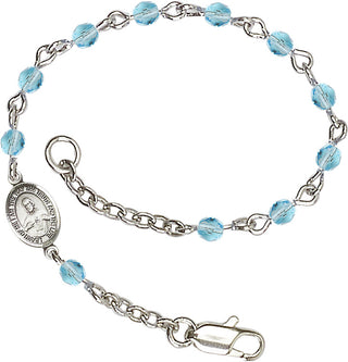 Silver Plated Bracelet with 4mm Aqua Fire Polished beads