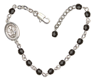 Adjustable Silver Plated 4mm Fire Polished Confirmation Bracelet in Black