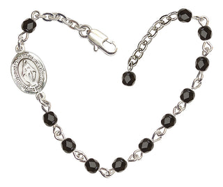 Adjustable Silver Plated 4mm Fire Polished Miraculous Bracelet in Black