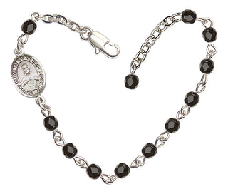 Adjustable Silver Plated 4mm Fire Polished Scapular Bracelet in Black
