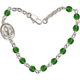 Adjustable Silver Plated 4mm Fire Polished Chalice Bracelet in Emerald