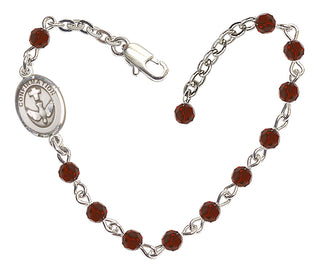Adjustable Silver Plated 4mm Fire Polished Confirmation Bracelet in Garnet