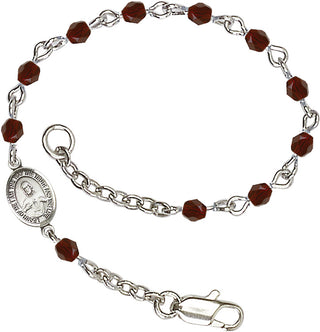 Silver Plated Bracelet with 4mm Garnet Fire Polished beads