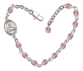 Adjustable Silver Plated 4mm Fire Polished First Reconciliation Bracelet in Light Amethyst