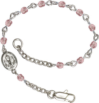 Silver Plated Bracelet with 4mm Light Amethyst Fire Polished beads