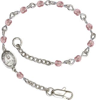 Silver Plated Bracelet with 4mm Light Amethyst Fire Polished beads