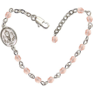Adjustable Silver Plated 4mm Fire Polished Chalice Bracelet in Light Rose