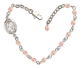 Adjustable Silver Plated 4mm Fire Polished Miraculous Bracelet in Light Rose