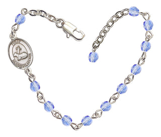 Adjustable Silver Plated 4mm Fire Polished First Reconciliation Bracelet in Light Sapphire