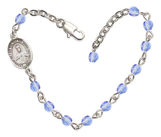 Adjustable Silver Plated 4mm Fire Polished Scapular Bracelet in Light Sapphire