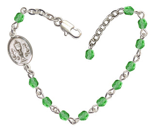 Adjustable Silver Plated 4mm Fire Polished Chalice Bracelet in Peridot
