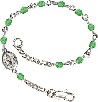 Silver Plated Bracelet with 4mm Peridot Fire Polished beads