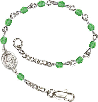 Silver Plated Bracelet with 4mm Peridot Fire Polished beads