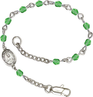 Silver Plated Bracelet with 4mm Peridot Fire Polished beads