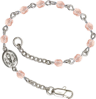 Silver Plated Bracelet with 4mm Pink Fire Polished beads