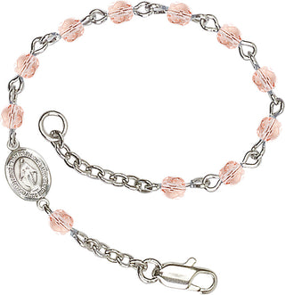 Silver Plated Bracelet with 4mm Pink Fire Polished beads